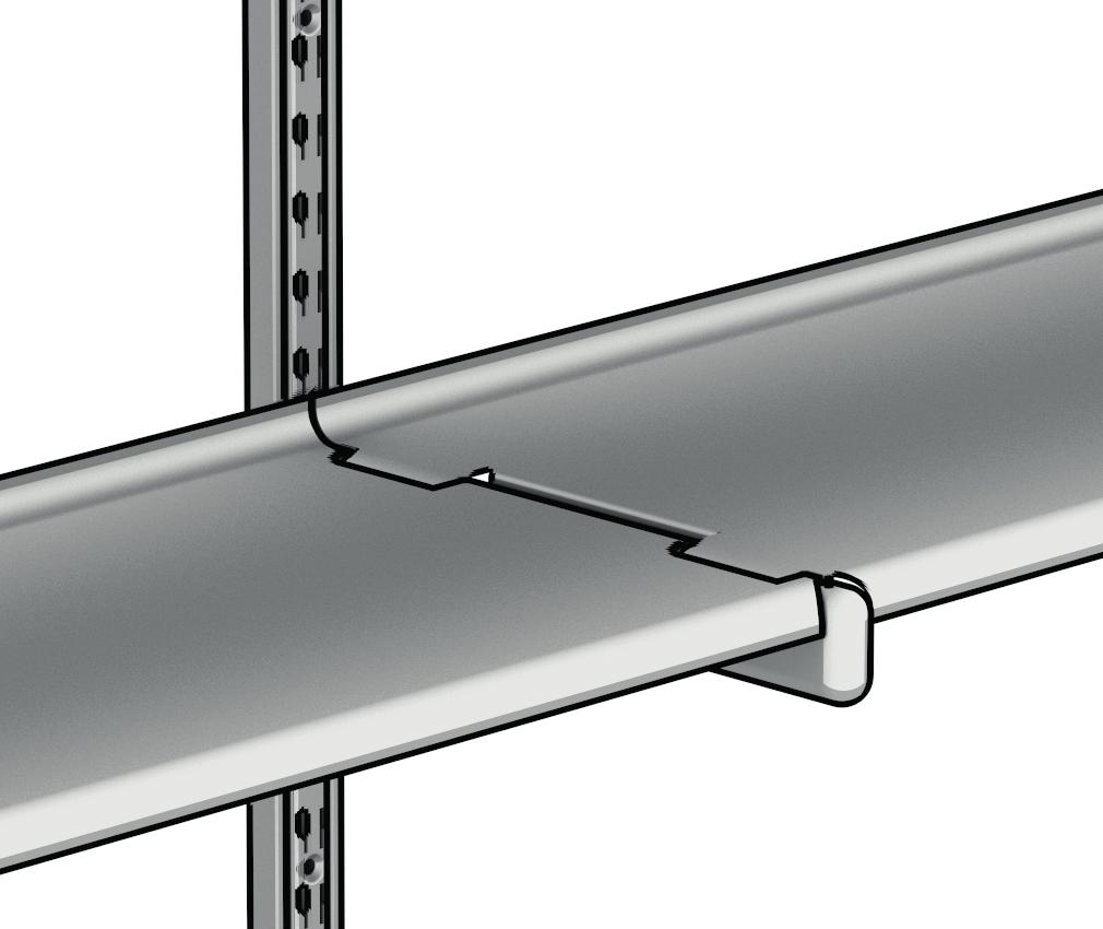 Hyllan i sig är tillverkad i 1,5 mm plåt och är förstärkt undertill.