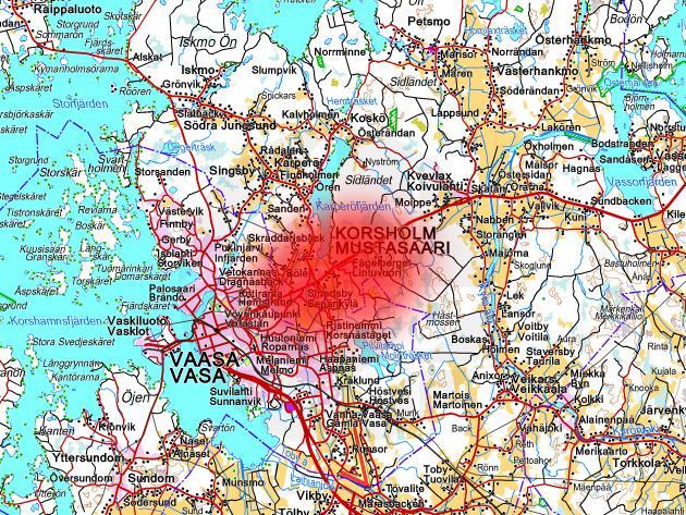 2 2. PLANERINGSOBJEKT OCH INFLUENSOMRÅDE Planeringsområdet utgörs i huvudsak av Smedsby och Fågelberget i Korsholms kommun.