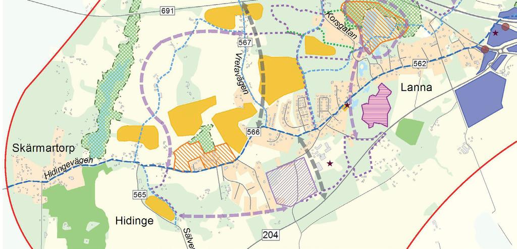 Planområdet Översiktskarta ur FÖP Vintrosa-Lanna (2012) Planområdet är schematiskt angivet med svart streckad markering.