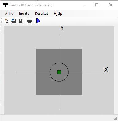 caeec230 Genomstansning Sidan 6(18) 3.2 Indata När applikationen startats visas startfönstret Figur 3-2. Härifrån börjar inmatningen av indata.
