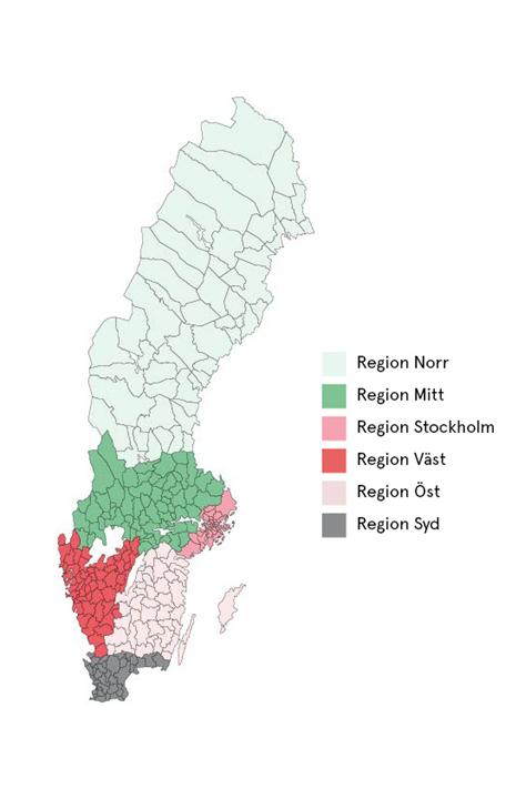 Geografiska regioner Förändringar mot nuläget: Tydliggör regionala samarbeten Säkrar att alla föreningar ingår i