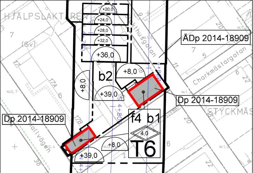 Sida 60 (93) Inzoomning av plankartan med två områden för ny detaljplan vid Slakthusområdets södra stationsuppgång.