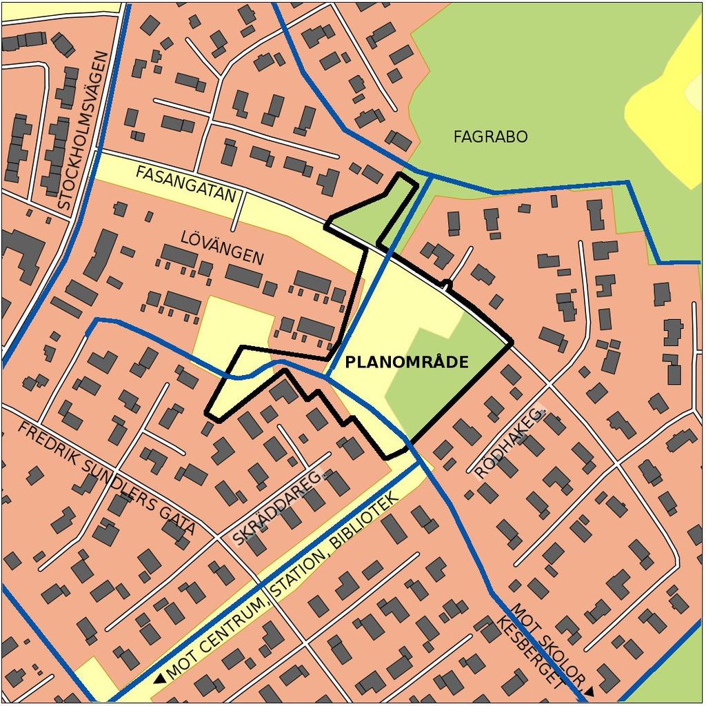 Gator och trafik Befintligt gatunät Fasangatan går igenom planområdet. Det är en lokalgata som förbinder Stockholmsvägen med ett antal säckgator i omgivande bostadsområden.