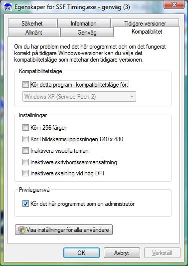 SSF Timing Längd Användarhandledning Sparat datum: 2014-12-28 (r2015.0-1) Sid 118(119) Programmet kommer nu att köras som administratör med tillräckliga rättigheter för att fungera.