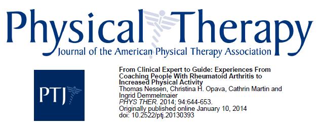 From Clinical Expert to Guide: Experiences From Coaching People With Rheumatoid Arthritis to Increased Physical Activity Studiens mål: Att utforska sjukgymnasternas erfarenheter att coacha personer