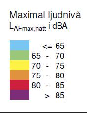 6. Maximal ljudnivå på fasader sett från öster Bild