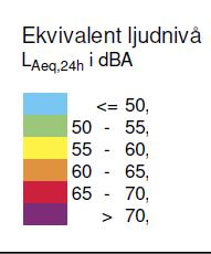 6.4. Ekvivalent ljudnivå på fasader sett från öster