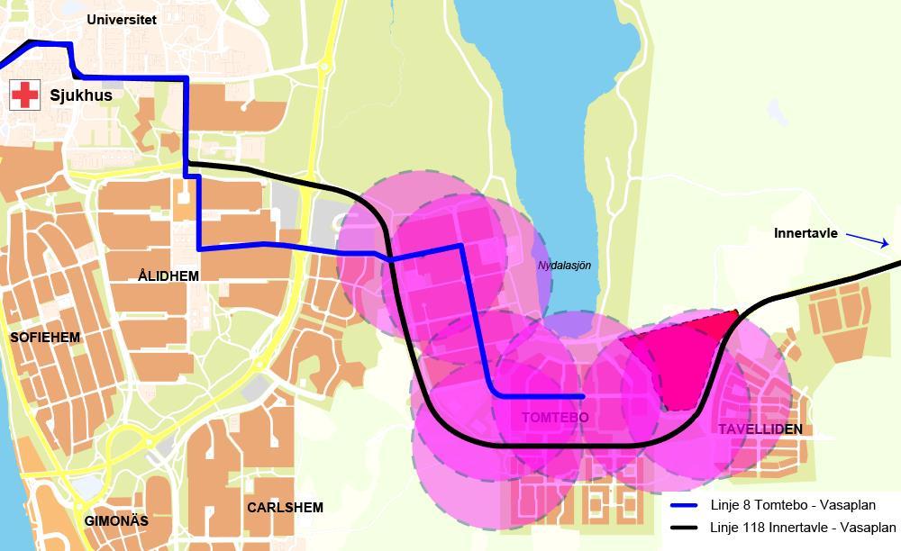 2.2 KOLLEKTIVTRAFIK Tomtebo trafikeras av Ultras linje 8 och 75.