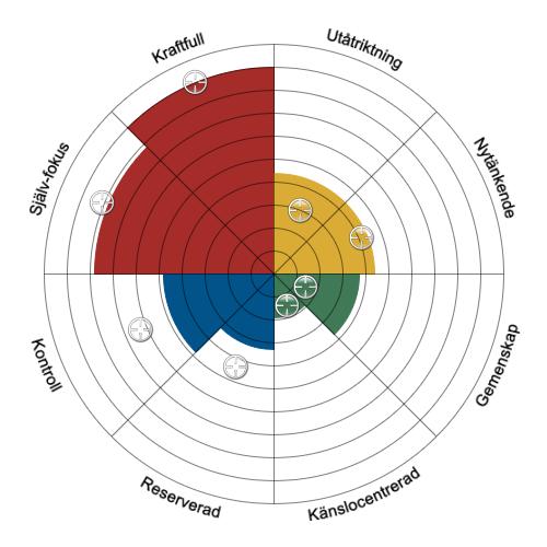 Utvidgat Radardiagram Plus Vad visar det Utförligare Radardiagram Plus Var och en av färgkvadranterna är delade i 2 facetter.