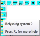 68 Aktivera system 2 B2 Kontorsbelysning Placera ut alla belysningsarmaturer Fyrkantig armatur. Ange armaturens storlek genom att. 1.