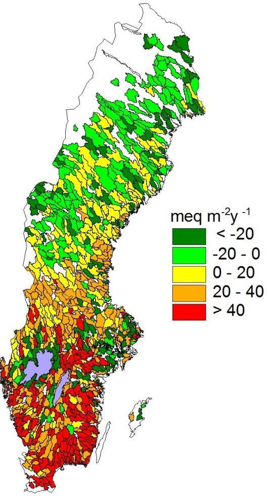 På gång en ny indikator för skogsbrukets försurande inverkan Överskridande av kritiskt baskatjonuttag i granskog Kritisk gräns för försurning sätts till ANC > 0 Diskussioner förs med NV och HaV;