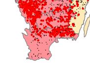 Krondroppsnätets mätningar syften Fortsatta problem i skogsmiljön i Blekinge Krondroppsnätet Försurning av sjöar och vattendrag består Försurade (röda) och ej försurade sjöar (svarta) 2010.