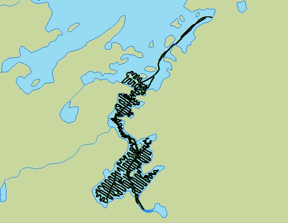 antingen djupare och därmed av mindre betydelse eller så är avståndet från sjöns utlopp så stort att en noggrannare beskrivning av vattendjupet ej anses ha någon signifikant betydelse för modellens