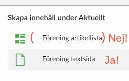 Härunder läggs nyheter och evenemang. Alla nyhetsartiklar och evenemang ligger i en enda lång lista under Aktuellt på föreningens eller länsförbundets sida.