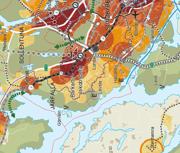 Tidigare ställningstaganden Utsnitt ur plankarta RUFS 2010 med planområdet inringat. Orange färg symboliserar strategiskt stadsutvecklingsläge.