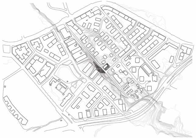 Terrängen erbjuder ett spännande element att förhålla sig till arkitektonisk och något lekfullt och utmanande finns över dess ovilja att bli en vanlig villatomt platsen har helt enkelt lämnats