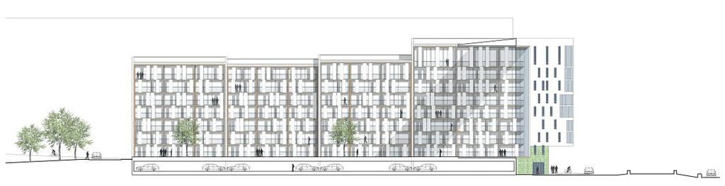 Bostadskvarterets tre hörn, föreslås innehålla lokaler för olika verksamheter.
