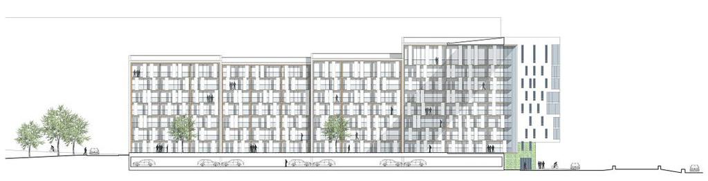 Bostadskvarterets tre hörn, föreslås innehålla lokaler för olika verksamheter.