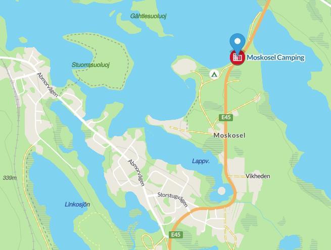 8 5. BELÄGENHET På följande sätt presenteras Moskosels Camping i tidníngen HUSBIL & HUSVAGN Vackert belägen vid bad och fiskesjö 1 km norr om byn Moskosel vid riksväg 45.