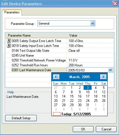7-2-3 Last Maintenance Date Beskrivning Med en säkerhets-i/o-enhet i serie DST1 kan senaste underhållsdatum sparas internt i det beständiga minnet.