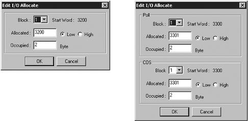 Sätt för I/O-allokering Fliken I/O Allocation (Device Parameter Edit) Det finns tre sätt att allokera I/O. 1.