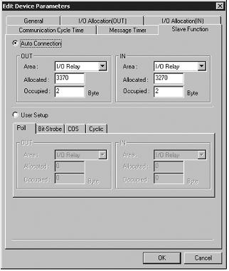 Inställning som slavfunktion Fliken Slave function (Device Parameter Edit) Slavfunktionen kan aktiveras med en inställning på fliken Slave Function.