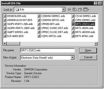 C EDS-filhantering I detta avsnitt beskrivs hur EDS-filer hanteras med Network Configurator.