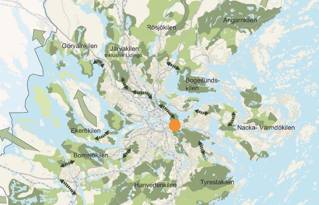 253 GRÖNSTURKTUR, REKREATION OCH ALLMÄN PLATS - IDAG Programområdet ingår i en del av Nacka som sammanbinder grönkilen Erstavik/Tyresta med Nacka/Värmdökilen som är utpekad i den regionala