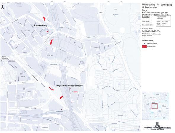 15 Figur 2-3. Karta utvisande schakt i jord där grundvattenbortledning sker under byggtiden 3.2.2 Naturvärden; kulturvärden; riksintressen Naturvärden och kulturvärden Inom influensområdet finns våtmarker, ytvatten och naturtyper som är känsliga för grundvattensänkningar.