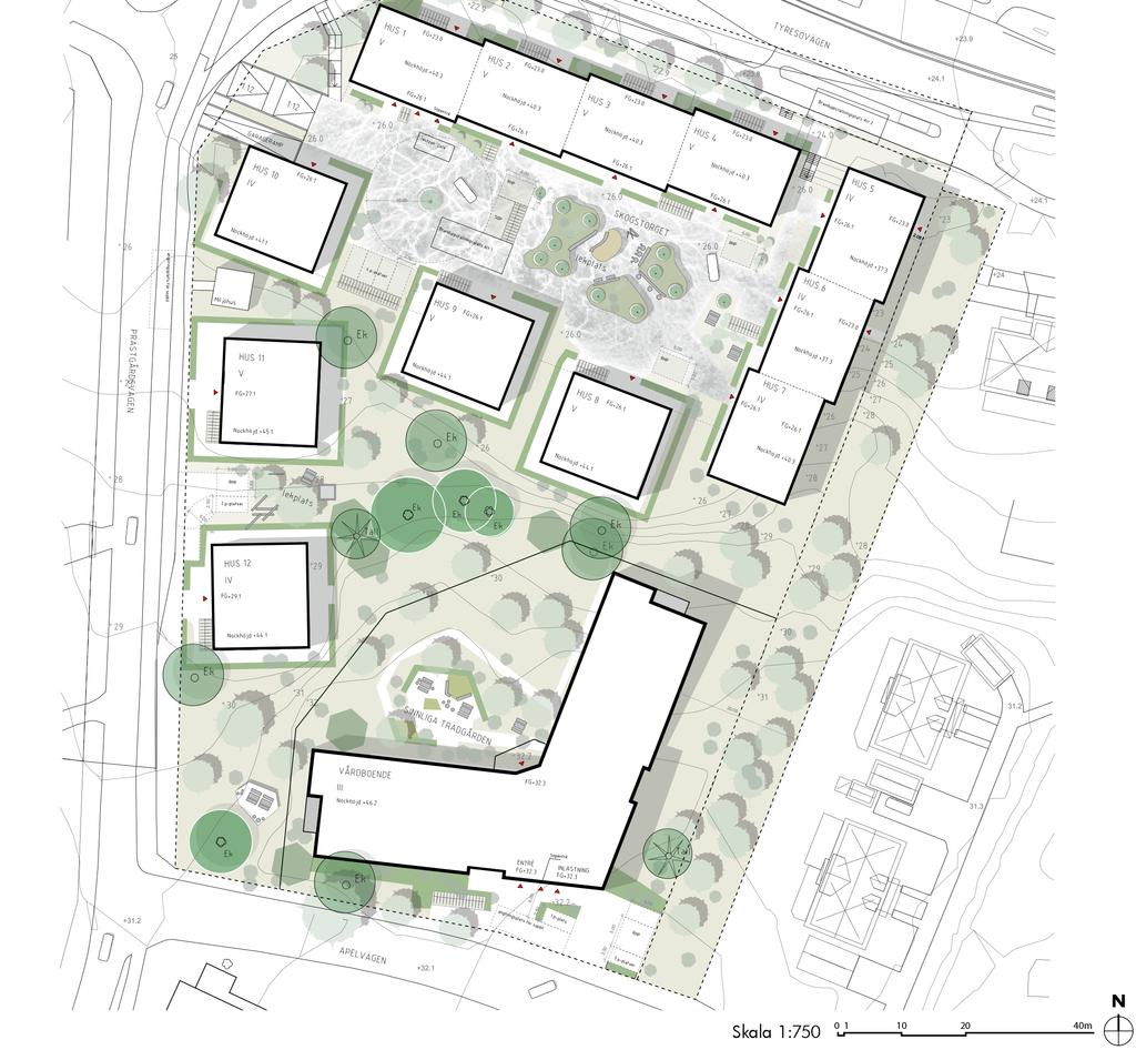 Antagandehandling, maj 2018, dnr KSM 2015-918 Gestaltningsprinciper: Bostäder och vård- och omsorgsboende vid Apelvägen WALLENSTAM NORRA PLANOMRÅDET Bildar helhet med Strandtorget Planområdet ligger