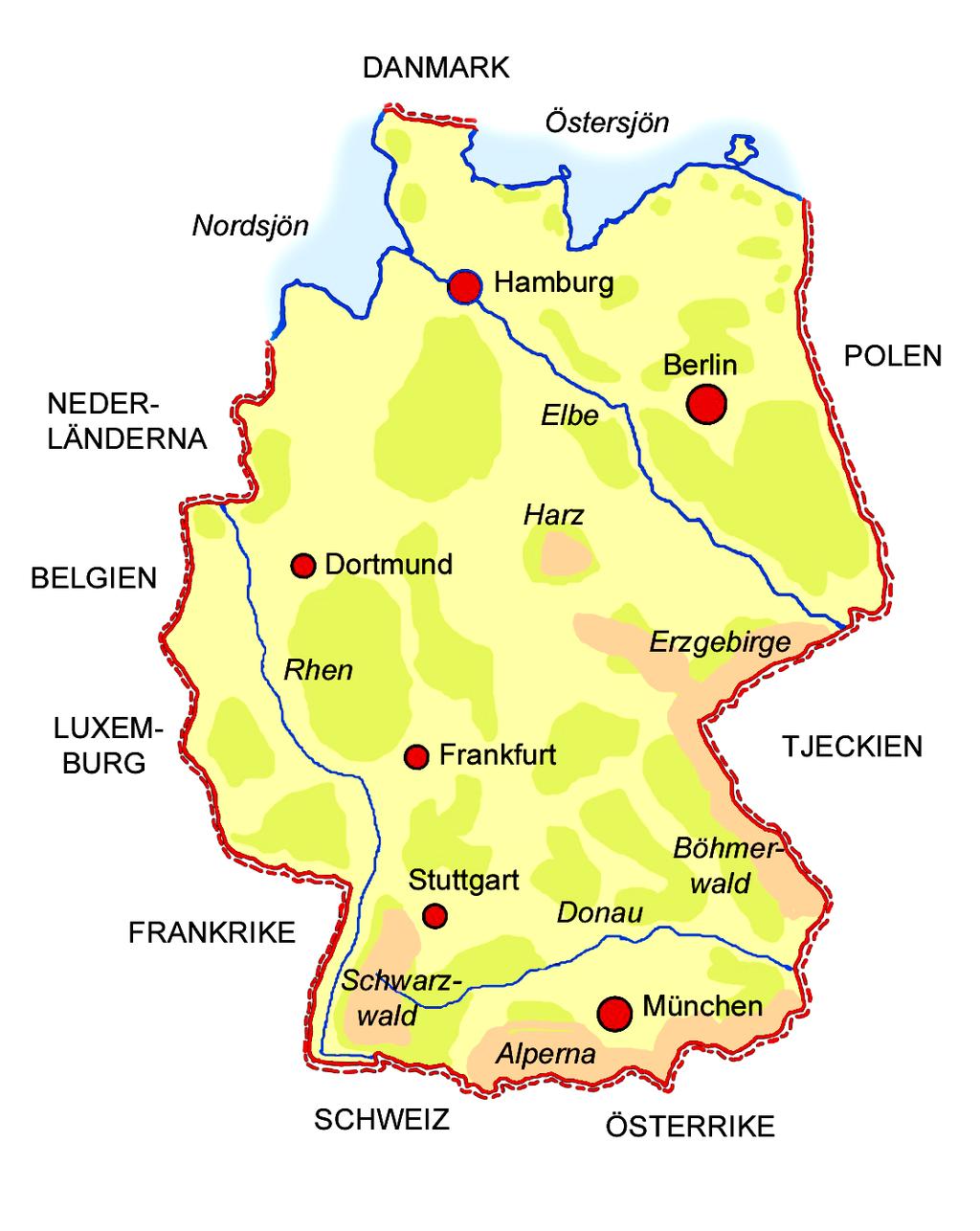 ENKEL Europas länder 33 Tyskland Viktiga städer och platser Berlin är Tysklands huvudstad.