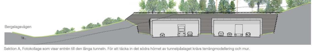 Bild från gestaltningsprogrammet för tunnlar Trafikmängder m m Trafikmängden är i nuläget (2011) på Södertäljevägen ca 92 500 f/d och på Essingeleden ca 158 000 f/d.