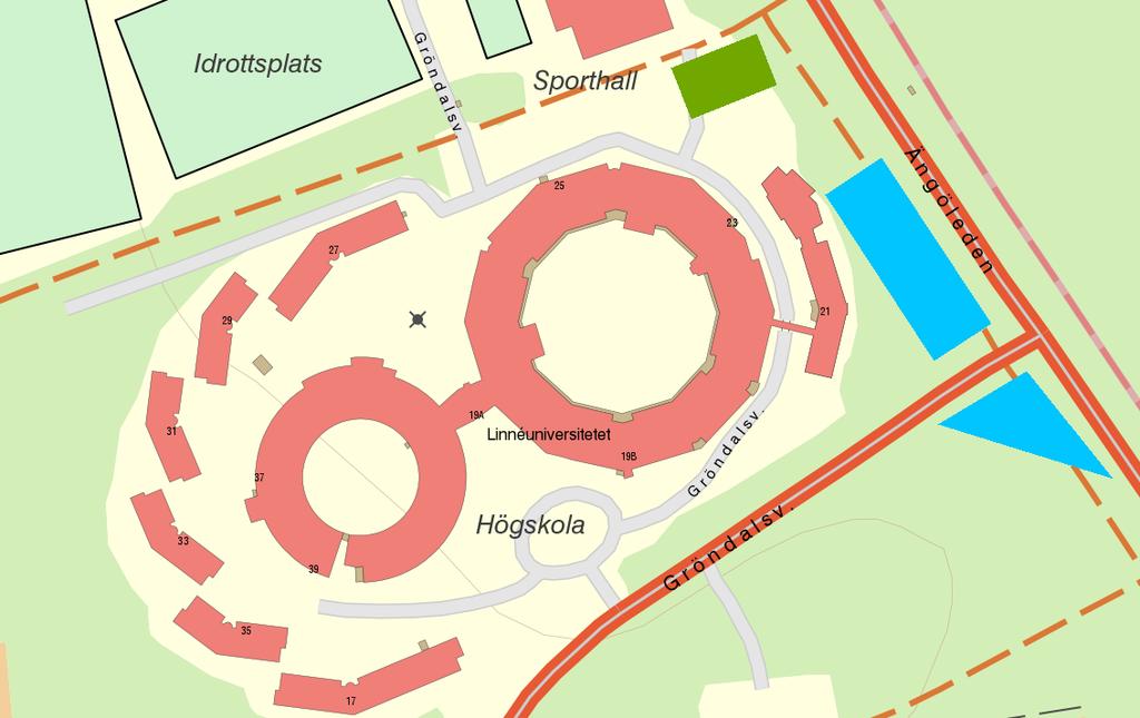 7.1.4 Område 4 Lågpunkt och möjlig översilningsyta Planerad parkeringsyta Fördröjningsyta Figur 18 - Principskiss över dagvattenhantering i område 4