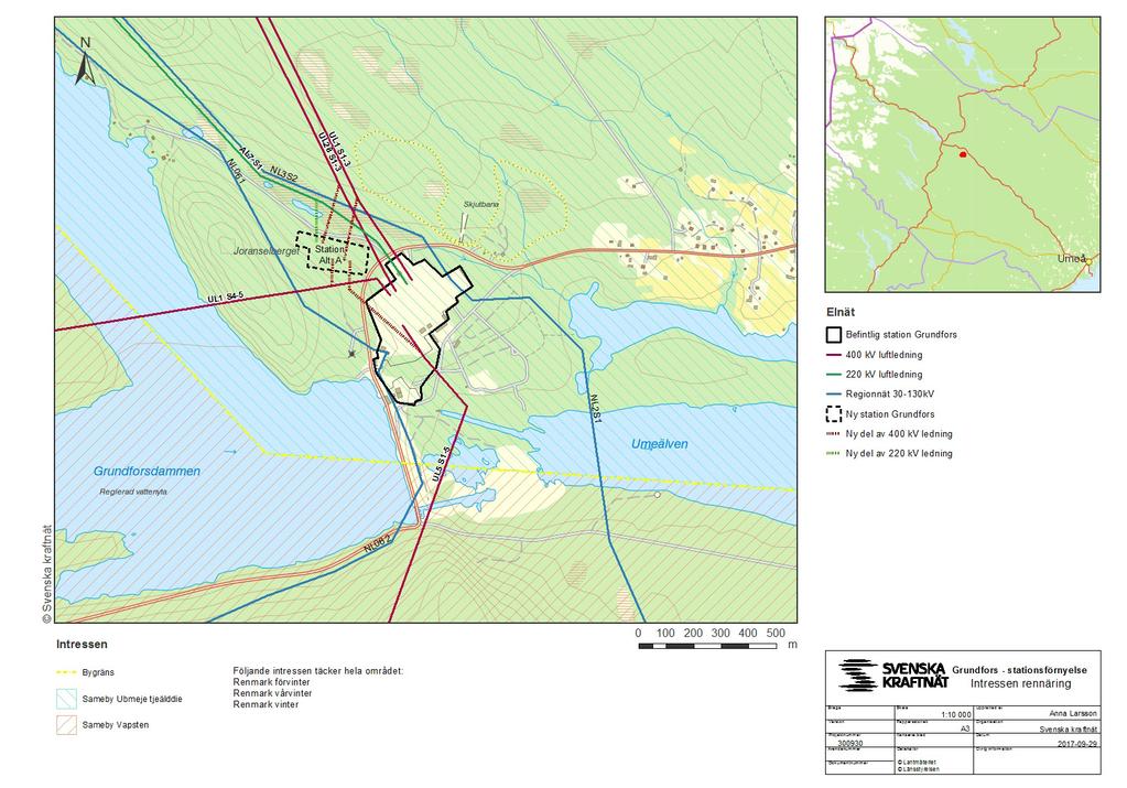 31 7.7.2 UL28 S1-3 Grundfors-Juktan - 400 kv I området är samebyarna Umbeje tjeälddie och Vapsten verksamma, men endast Umbeje sameby berörs. Här finns förvinter-, vårvinter- och vintermark.