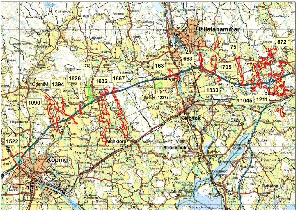 Kommuner Köpings kommun, Hallstahammars kommun och Västerås stad.