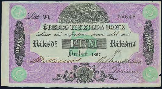 1/3 rdr bco 1847 utan det svarta/gröna i mitten, skyddsperforerad 10 kr 1882 och beskuren