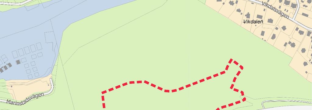 visar planområdets avgränsning. Den lilla kartan visar var i Nacka kommun området ligger.