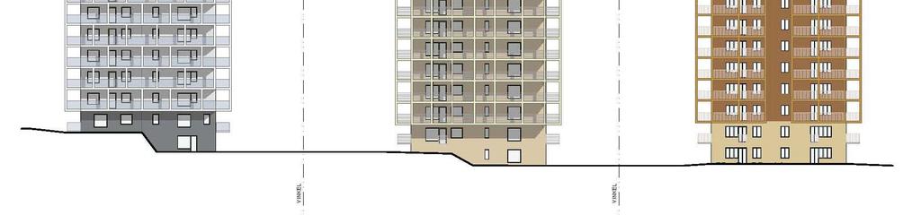 Elevation som visar föreslagna punkthus sett från