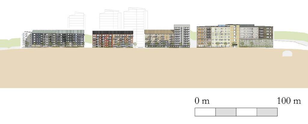 Elevation som redovisar föreslagna kvarter för