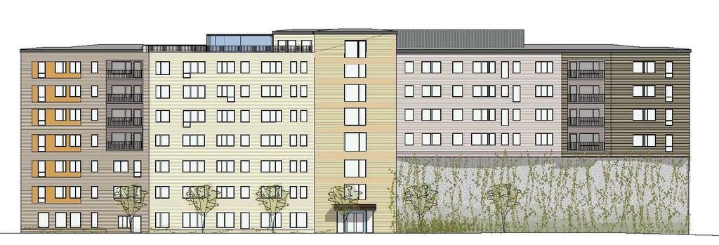 som visar det föreslagna vårdboendet i planområdets