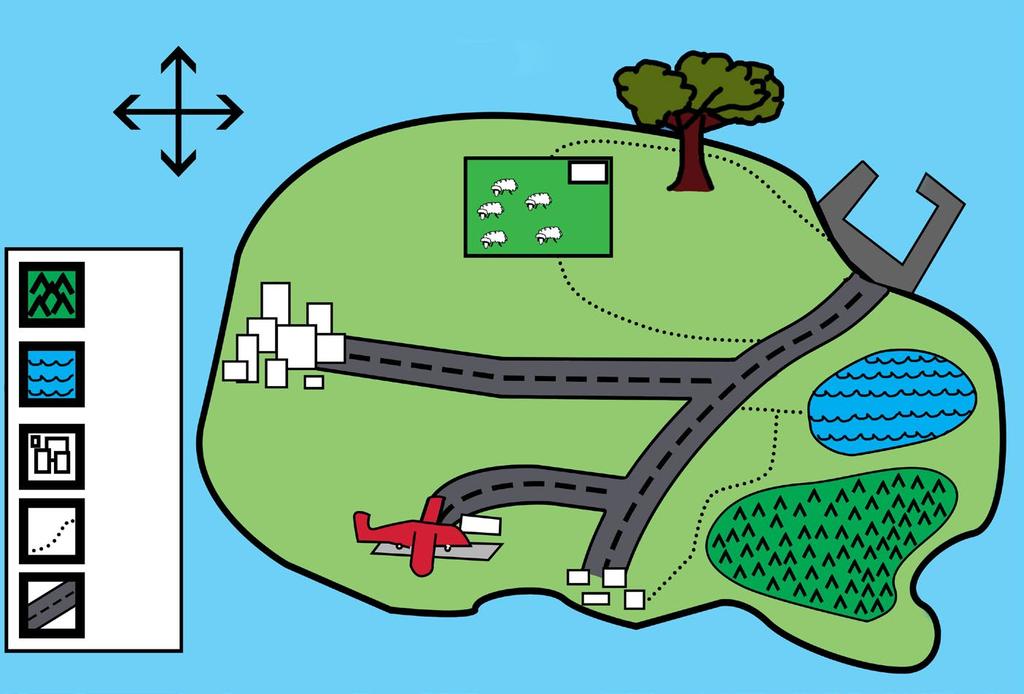 Kartläggningsmaterial för nyanlända elever Litteracitet Uppgifter B Textpaket Textpaket 1, text 2 En karta över en ö Norr Stora trädet