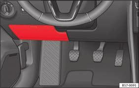 Nödfall Säkringar i bilen Bild 102 På instrumentbrädan på förarsidan (vänsterstyrd bil): säkringsdosans lock. Bild 103 Handskfack (högerstyrd bil): Öppna säkringsdosan.