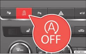 Användning 206 Sätta på/stänga av start-stoppsystemet manuellt Bild 184 Mittkonsol: Knappen för start-stoppsystemet. Om du inte vill använda systemet kan det stängas av manuellt.