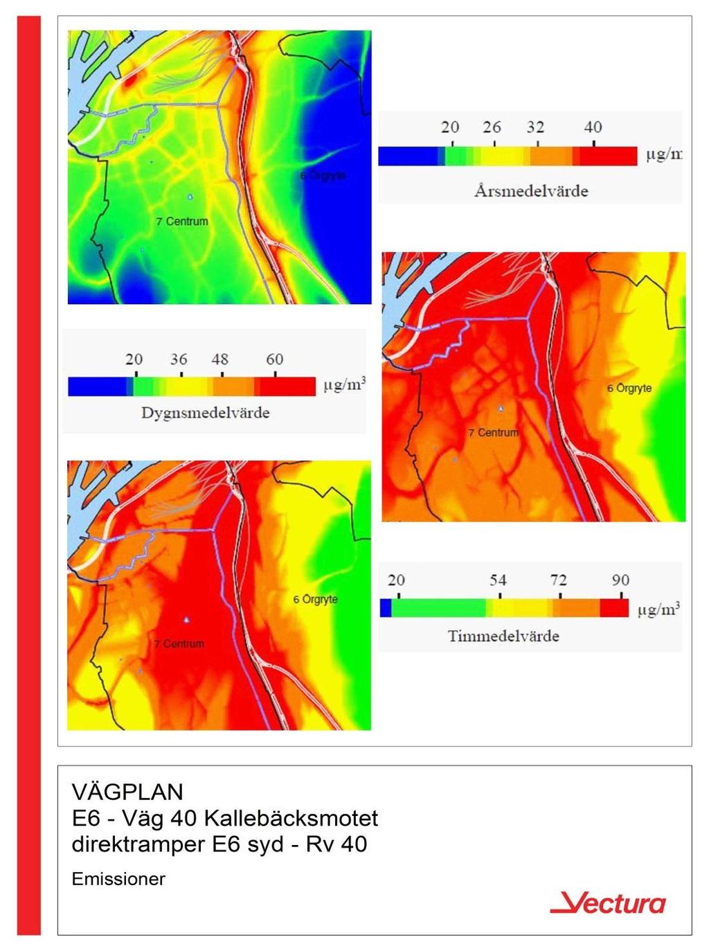 Emissioner Utsläpp från biltrafik Partiklar och Kvävedioxid mm Års-, dygns-, och timmedelvärde enligt Miljöförvaltningens