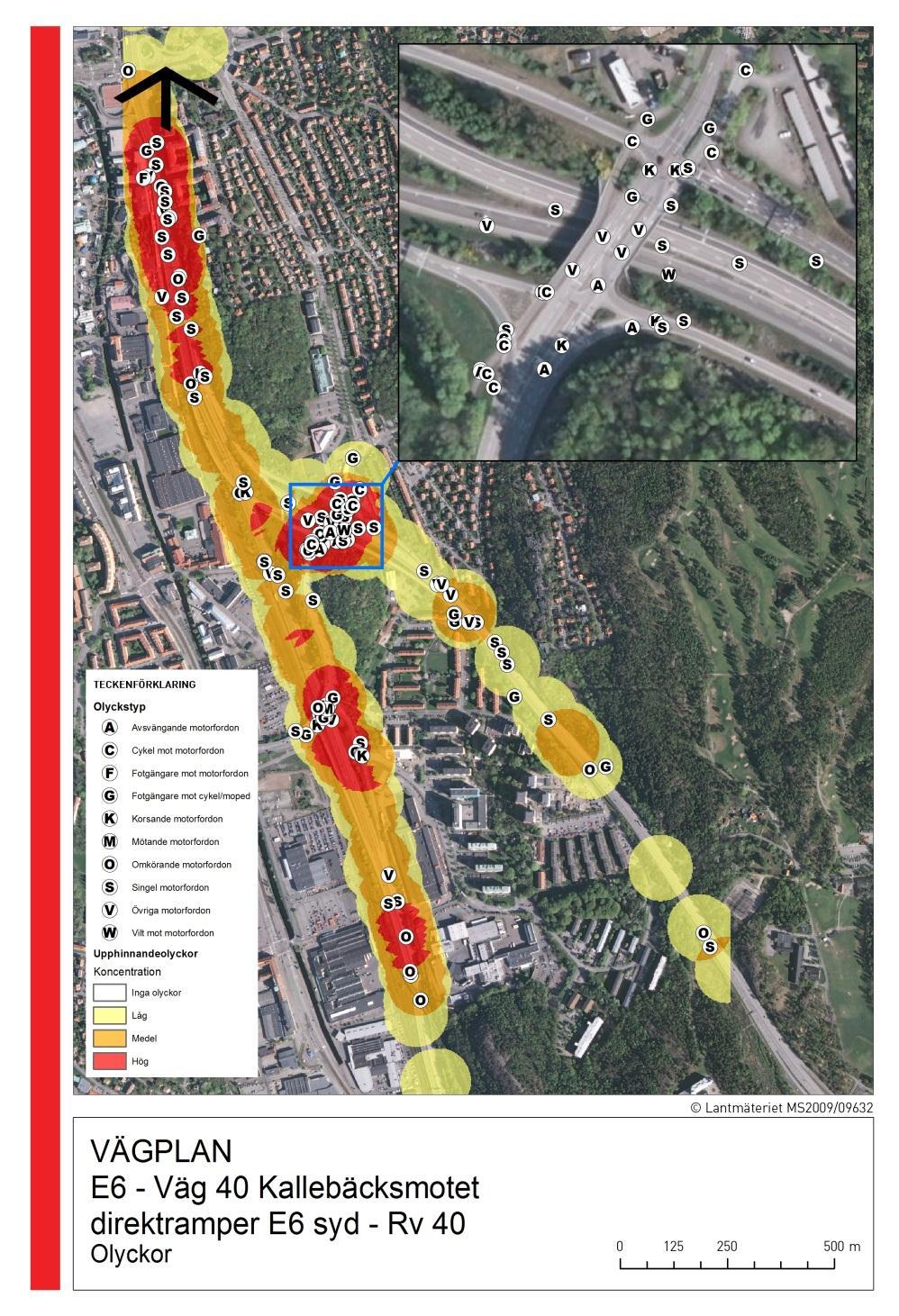 Olyckor Antal olyckor per olyckstyp 2001-2012 Olyckstyp Antal olyckor Singel (motorfordon) 40 Möte (motorfordon) 1 Omkörning (motorfordon) 9 Upphinnande (motorfordon) 249 Avsväng