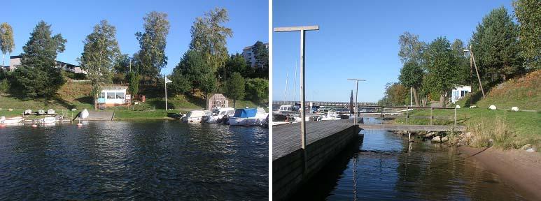 Figur 3. Delområde 3 sträcker sig längs ett bryggområde med rensad och utfylld strand. Delområdets ekologiska/biologiska värden bedömdes vara låga (klass 4).