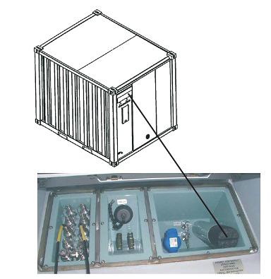 Vårdsystem FM M7782-131327 Sida 5 av 6 Bild 3. Torrluftanslutning Fjärranslutningscontainer typ A modifierad. Bild 4. Torrluftanslutning Fjärranslutningscontainer typ A omodifierad.