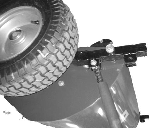 Do this by moving bolts A and B on both sides so the roller can be raised or lowered. Adjusting the wheels: The wheels can be fitted either on the sides or the rear of the flail mower.