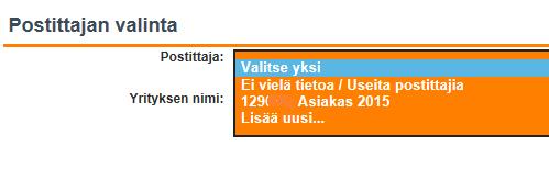 Du kan också välja flera postningsföretag eller ange uppgifter om postningsföretaget senare, ifall du ännu inte vet vilket postningsföretag du ska använda.