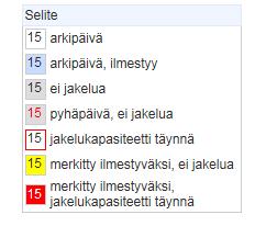 Via länken Tarkastele jakelukertoja (Granska utdelningsomgångar) kommer du till datumen för utdelningsomgångarna, efter att du har meddelat dem.